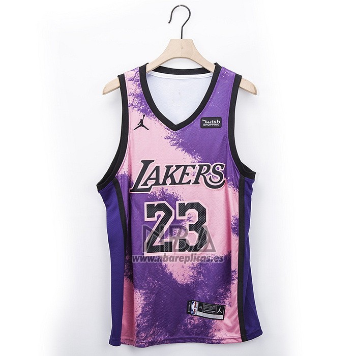 Camiseta Los Angeles Lakers LeBron James NO 23 Fashion Royalty Violeta